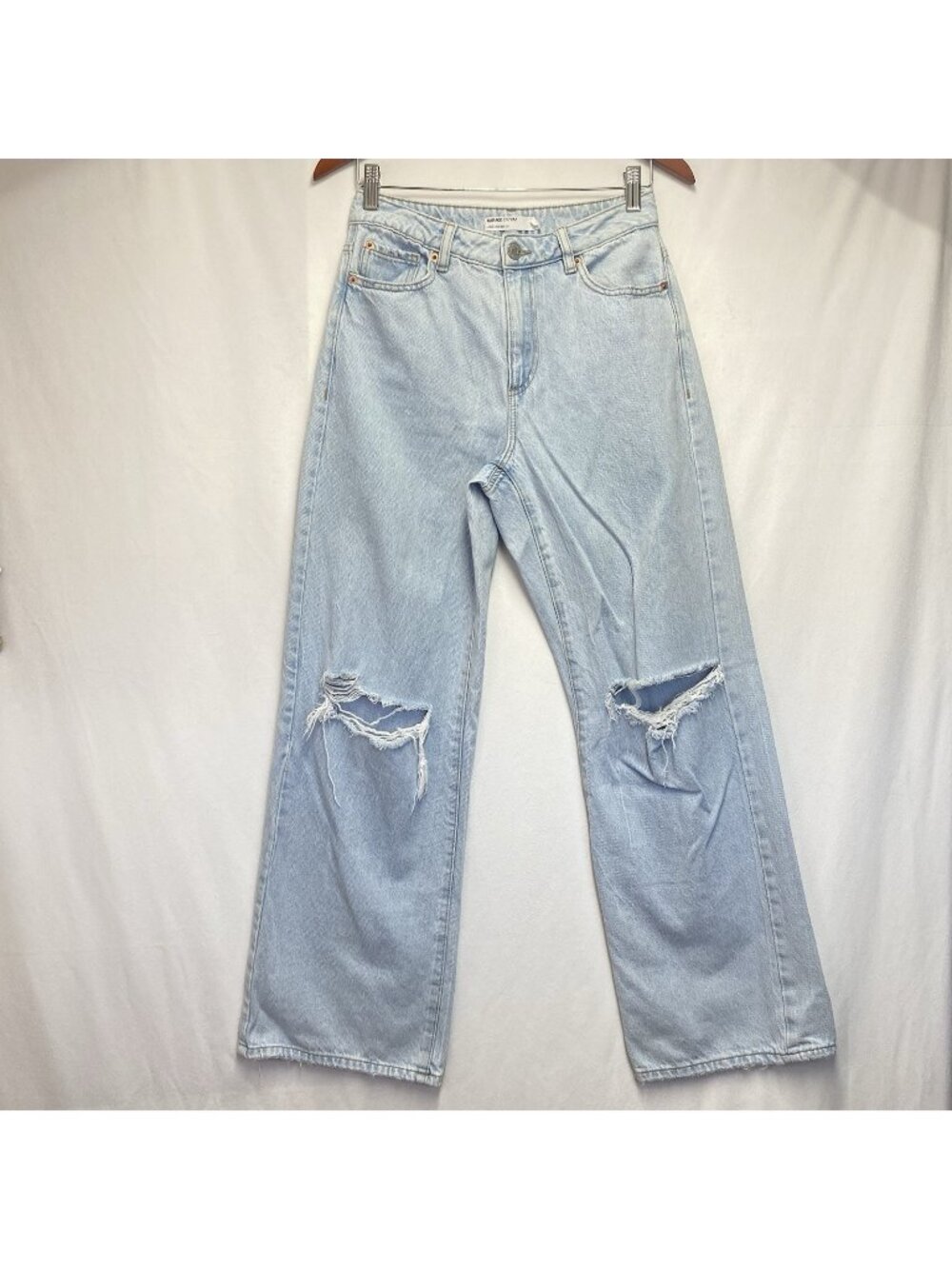 GARAGE Denim Jambe Large Wide Leg Distressed Jeans Women Size 5/27 Light Wash